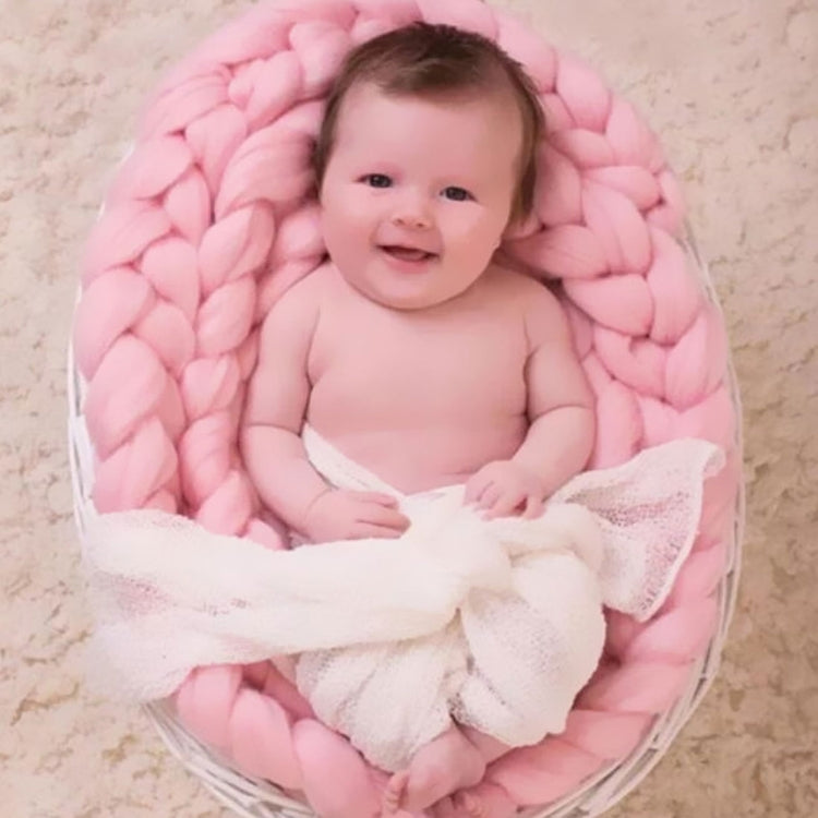 50x50cm Soft Newborn Photography Prop Chunky Knit Blanket  for 100 Days Milestone(White) - free shipping - PMC Jewellery - Order now!