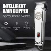Retro Oil Head Electric Pusher Strong Power Electric Fader LCD Digital Display Rechargeable Hair Clipper(EU Plug)