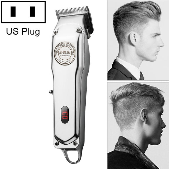 Retro Oil Head Electric Pusher Strong Power Electric Fader LCD Digital Display Rechargeable Hair Clipper(US Plug)