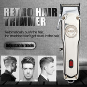 Retro Oil Head Electric Pusher Strong Power Electric Fader LCD Digital Display Rechargeable Hair Clipper(US Plug)