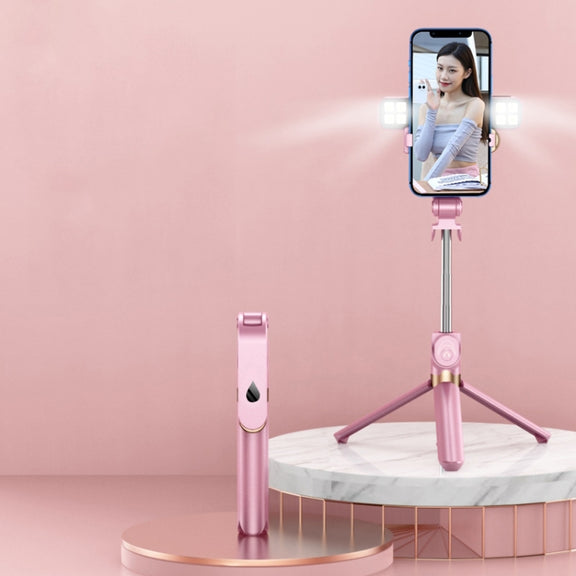 XT06S Live Beauty Bluetooth Tripod Selfie Stick(Pink)