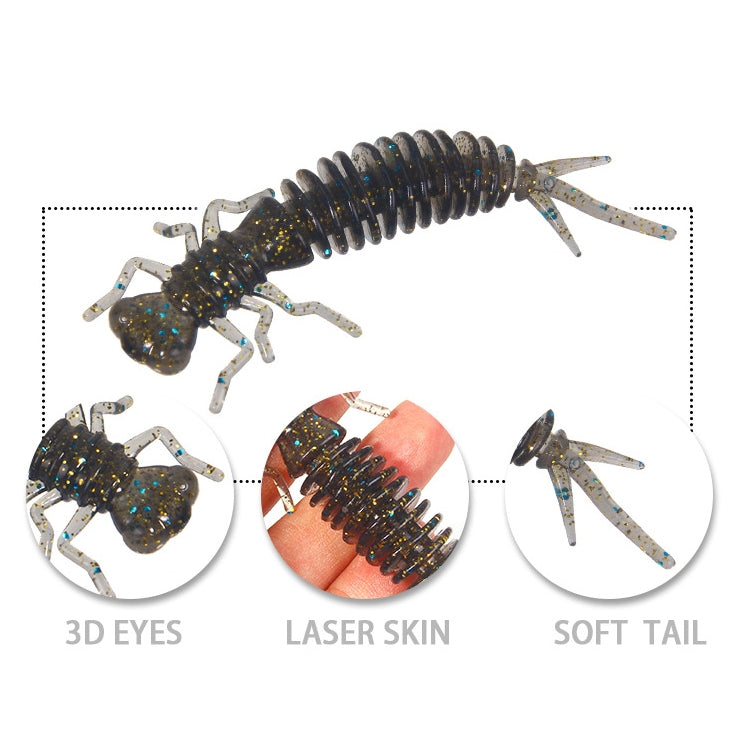 15 PCS 8-color Larvae Silicone Soft Bait Lure Bait, Size:75MM(Blue) - Fishing Lures by PMC TechLife | Online Shopping South Africa | PMC TechLife