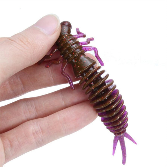 15 PCS 8-color Larvae Silicone Soft Bait Lure Bait, Size:75MM(Pink)