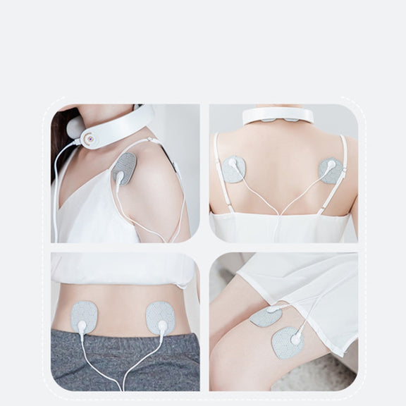Intelligent Shoulder and Neck Massage Instrument PGG Cervical Spine Physiotherapy Massage Heating Multi-function Neck Protection Instrument, Style:With Patch(Pink)