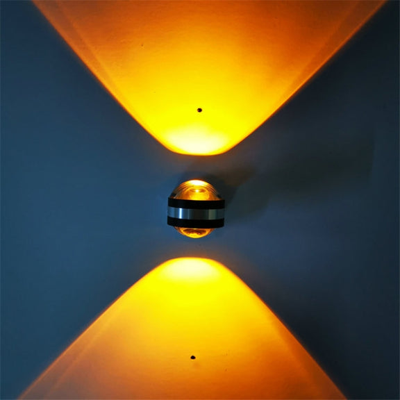 LED Up And Down Light Wall Light Double-Sided Crystal Aluminum Lights Upper Outlet, Power:2W(Yellow Light)