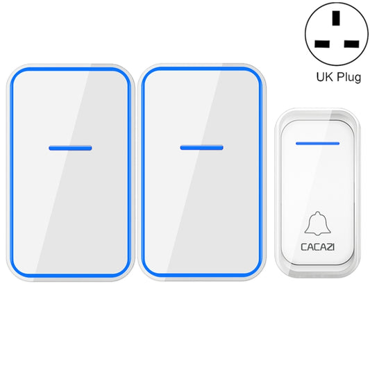 CACAZI A68-2 One to Two Wireless Remote Control Electronic Doorbell Home Smart Digital Wireless Doorbell, Style:UK Plug(White) - Wireless Doorbell by CACAZI | Online Shopping South Africa | PMC Jewellery | Buy Now Pay Later Mobicred