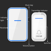 CACAZI A68-2 One to Two Wireless Remote Control Electronic Doorbell Home Smart Digital Wireless Doorbell, Style:UK Plug(White)