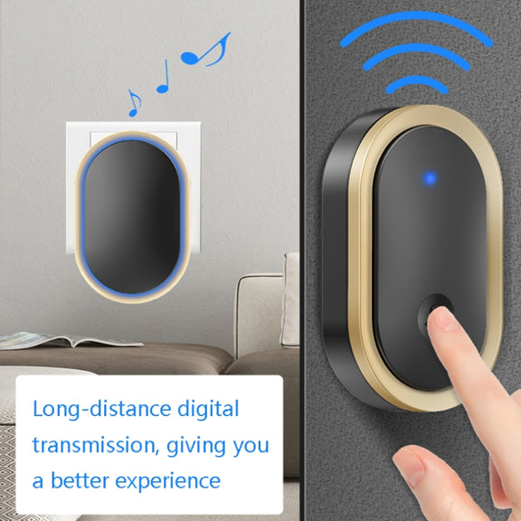 CACAZI A99 Home Smart Remote Control Doorbell Elderly Pager, Style:UK Plug(Black Gold)