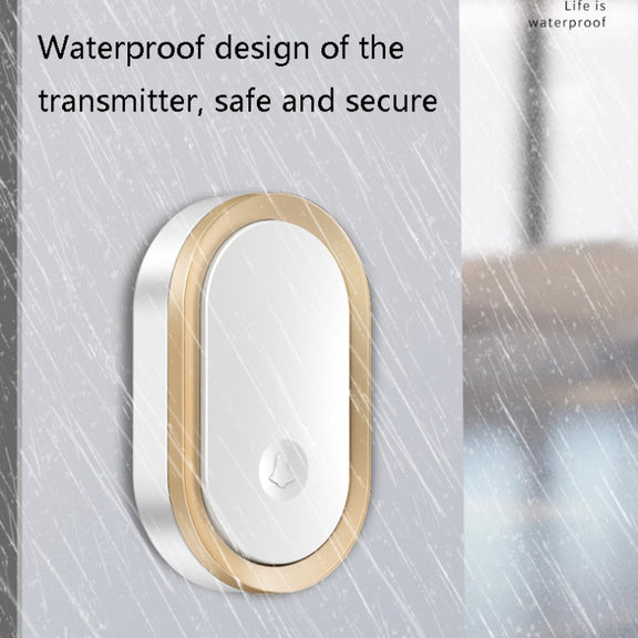 CACAZI A99 Home Smart Remote Control Doorbell Elderly Pager, Style:UK Plug(Black Gold)