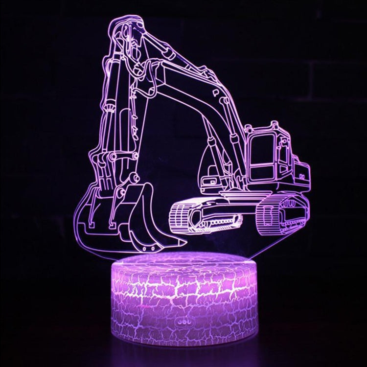 3W Excavator 3D Light Colorful Touch Control Light Creative Small Table Lamp with Crack Base, Style:Touch Switch - Novelty Lighting by PMC TechLife | Online Shopping South Africa | PMC TechLife | Buy Now Pay Later Mobicred