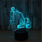 3W Excavator 3D Light Colorful Touch Control Light Creative Small Table Lamp with Crack Base, Style:Touch Switch + Remote Control