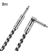 8m 1 Straight Head +1 Elbow Head 6.35mm Guitar Cable Oxygen-Free Copper Core TS Large Two-core Cable