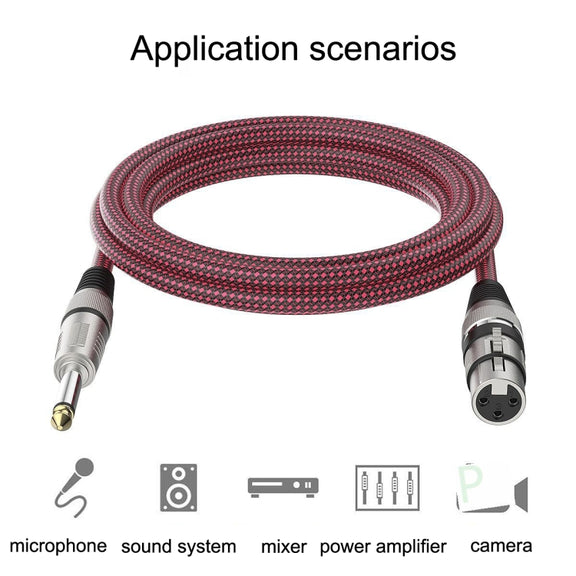 12m Red and Black Net TRS 6.35mm Male To Caron Female Microphone XLR Balance Cable