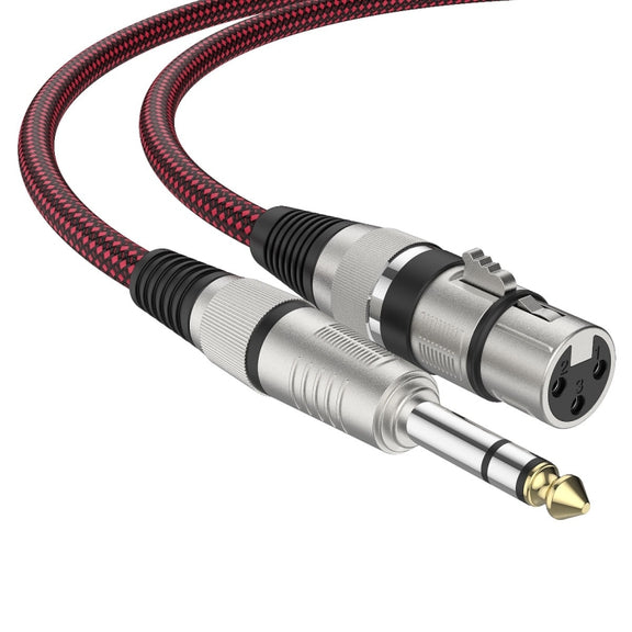 15m Red and Black Net TRS 6.35mm Male To Caron Female Microphone XLR Balance Cable
