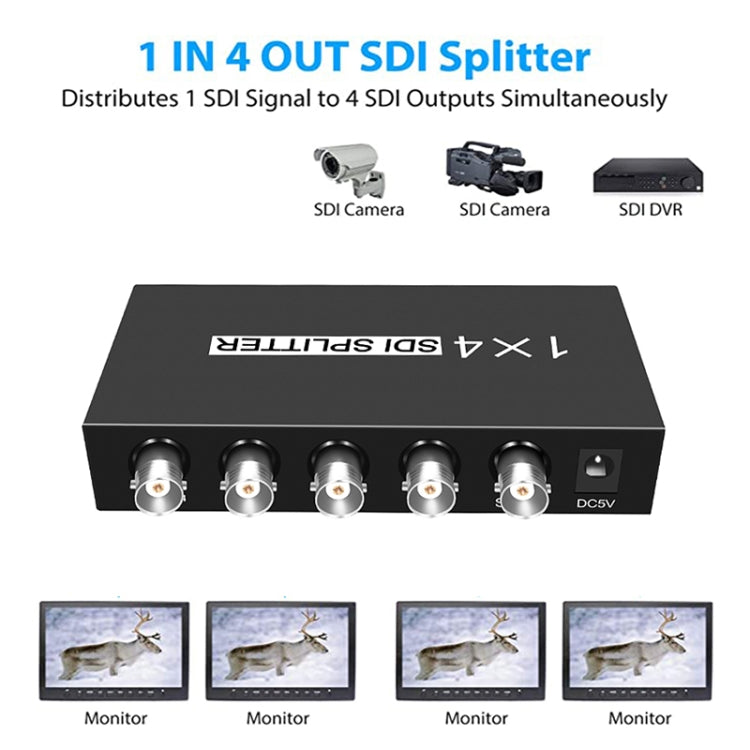 1 In 4 Out SD-SDI / HD-SDI / 3G-SDI Distribution Amplifier Video SDI Splitter(US Plug) - free shipping - PMC Jewellery - Order now!