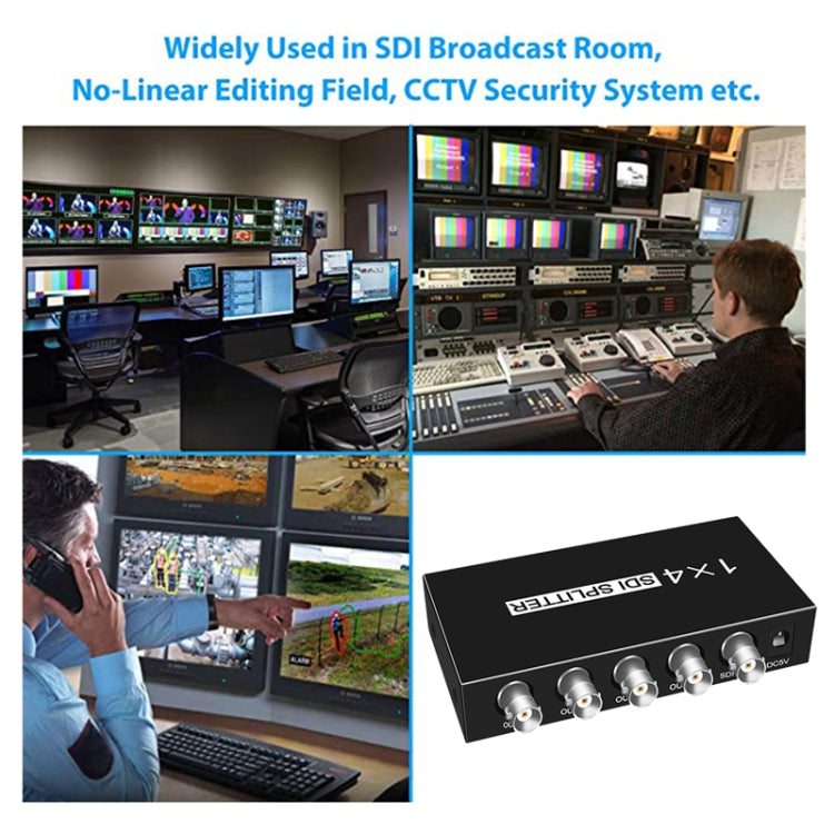 1 In 4 Out SD-SDI / HD-SDI / 3G-SDI Distribution Amplifier Video SDI Splitter(EU Plug) - Splitter by PMC TechLife | Online Shopping South Africa | PMC TechLife