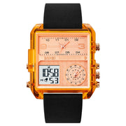 SKMEI 2021 Square Large Dial Triple Movement Men Sports Watch(Amber)
