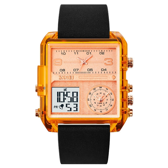 SKMEI 2021 Square Large Dial Triple Movement Men Sports Watch(Amber)