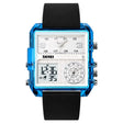 SKMEI 2021 Square Large Dial Triple Movement Men Sports Watch(Transparent Blue) - free shipping - PMC TechLife - Order now!