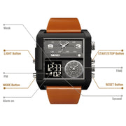 SKMEI 2021 Square Large Dial Triple Movement Men Sports Watch(Amber)