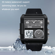 SKMEI 2021 Square Large Dial Triple Movement Men Sports Watch(Transparent Blue)