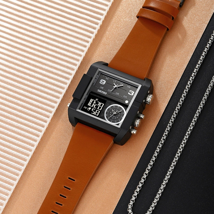 SKMEI 2021 Square Large Dial Triple Movement Men Sports Watch(Black Black Machine)