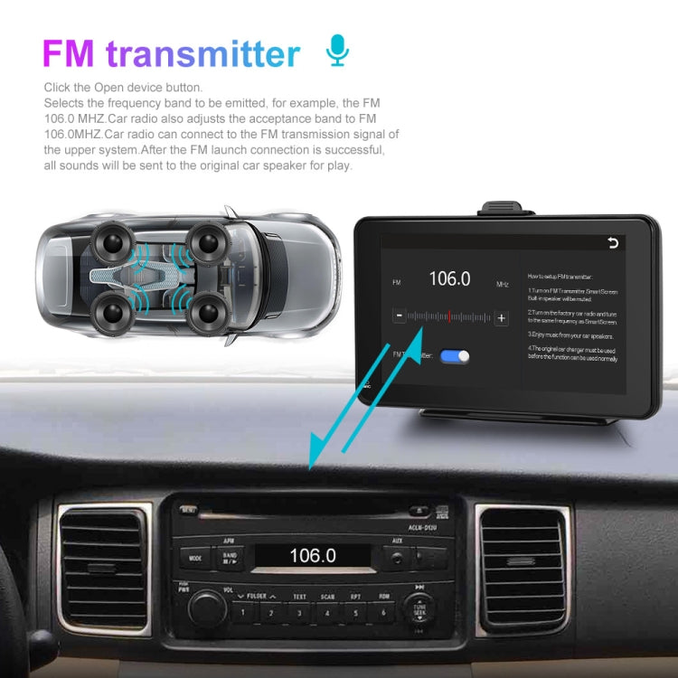 A3135 7 Inch HD Wired Smart Screen With Wireless CarPlay + Android Auto + Android With With 16G Memory Card