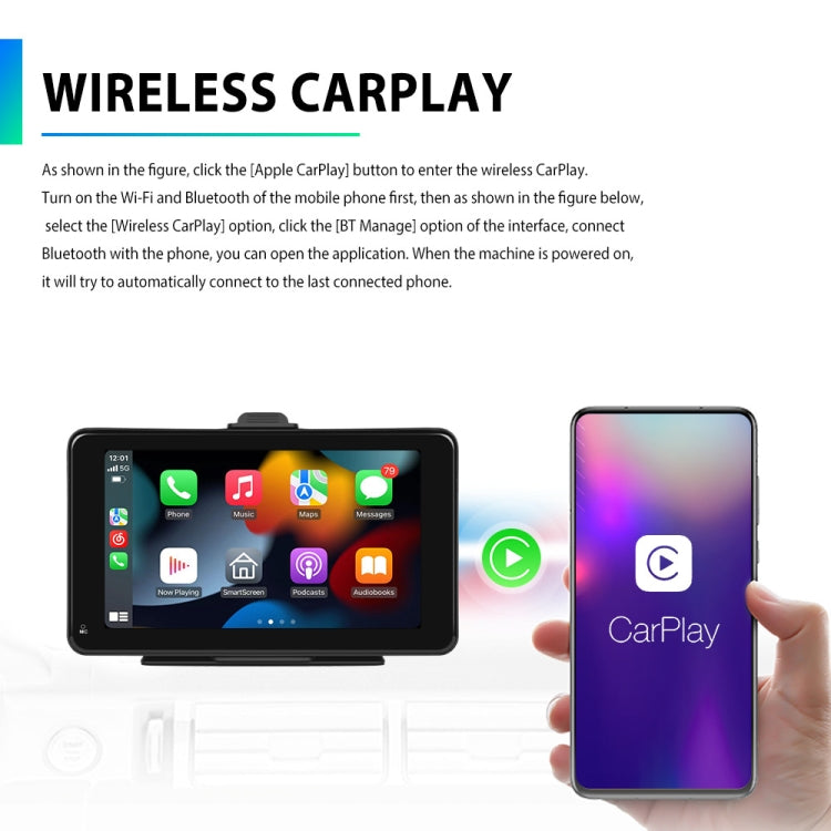 A3135 7 Inch HD Wired Smart Screen With Wireless CarPlay + Android Auto + Android With With 64G Memory Card - Car MP3 & MP4 & MP5 by PMC TechLife | Online Shopping South Africa | PMC TechLife | Buy Now Pay Later Mobicred