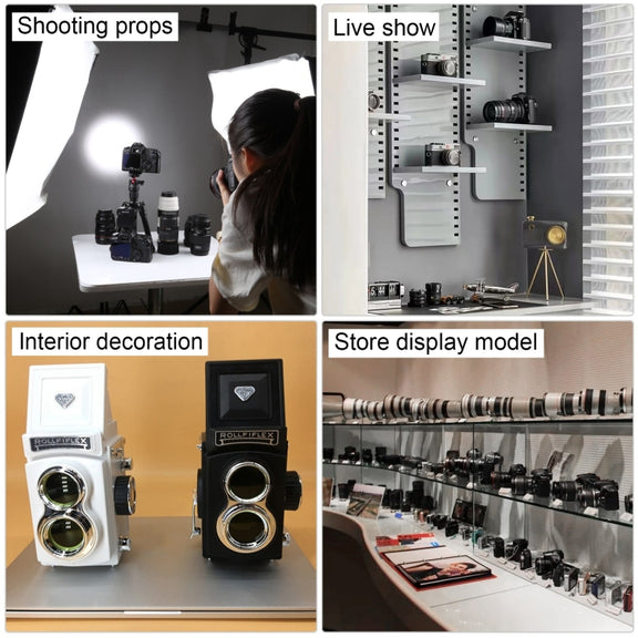 Double Reflex Camera Model Retro Camera Props Decorations Handheld Camera Model(White (Original))