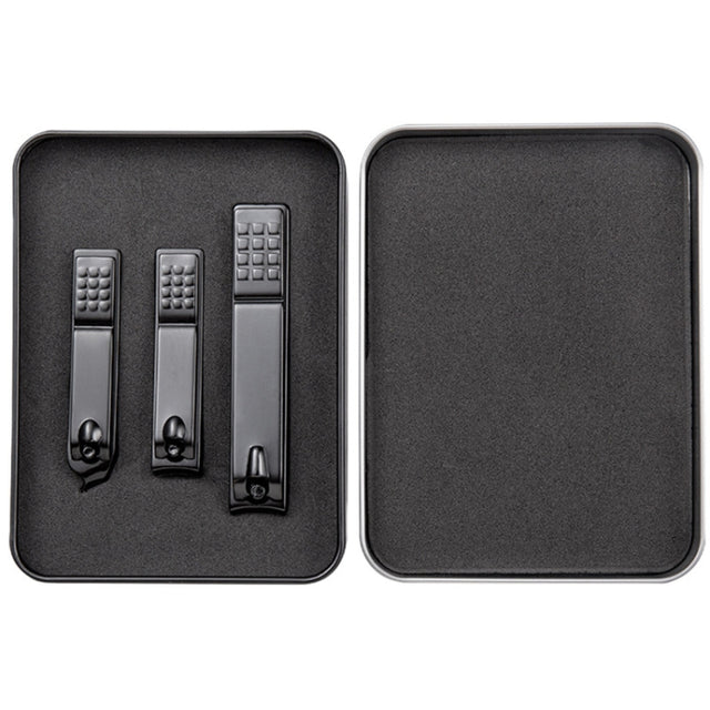3 in 1 Black Color Titanium Nail Shear Set Exfoliating Manicure Tool, Style:Black (Iron Box)
