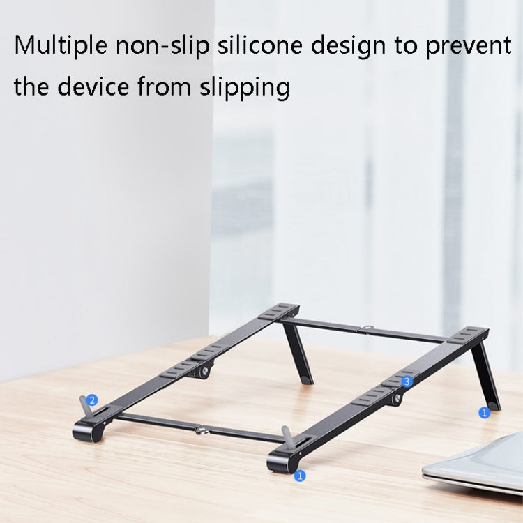 Oatsbasf 03040 Metal Mini Notebook Stand Aluminum Alloy Computer Cooling Folding Bracket(Grey)