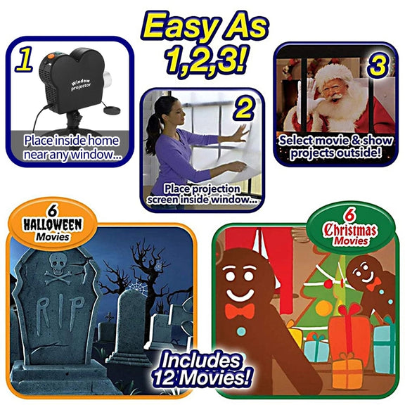 Christmas Halloween Laser Projector Mini Window Home Theater Projector, Plug Type:UK Plug