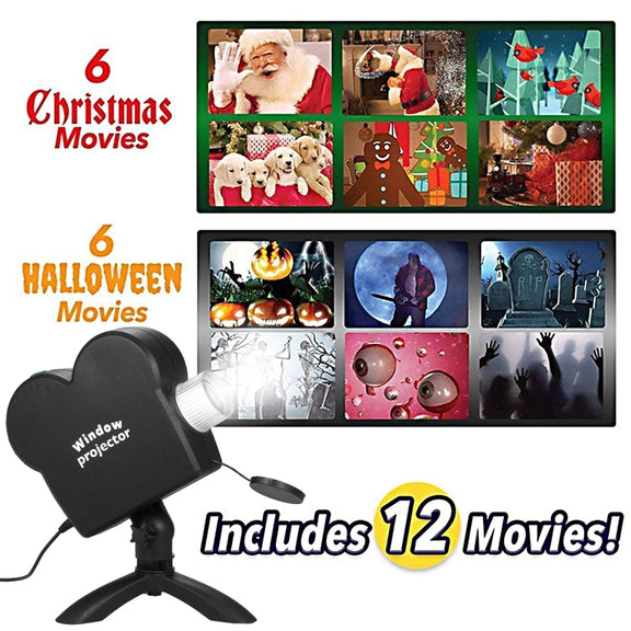 Christmas Halloween Laser Projector Mini Window Home Theater Projector, Plug Type:UK Plug