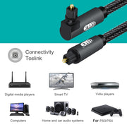 EMK 90 Degree Swivel Adjustable Right Angled 360 Degrees Rotatable Plug Nylon Woven Mesh Optical Audio Cable, Cable Length:15m(Black)