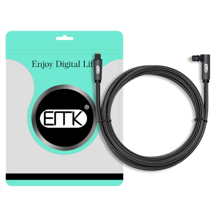 EMK 90 Degree Swivel Adjustable Right Angled 360 Degrees Rotatable Plug Nylon Woven Mesh Optical Audio Cable, Cable Length:15m(Black)