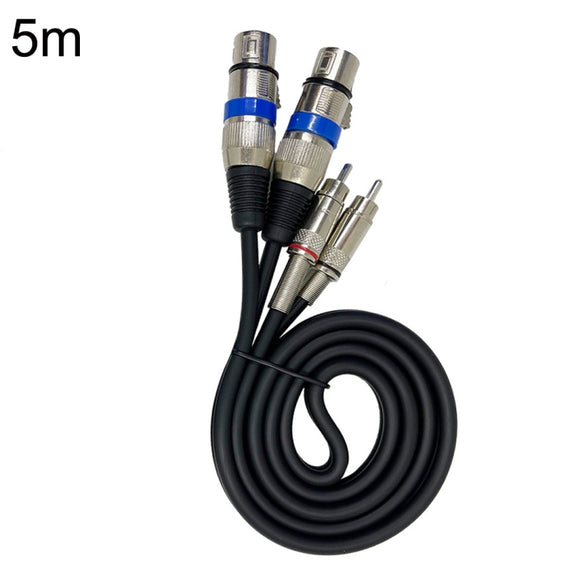 2RCA Male 2XLR Caron Female Speaker Audio Balance Cable, Length:5m