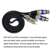 2RCA Male 2XLR Caron Female Speaker Audio Balance Cable, Length:5m