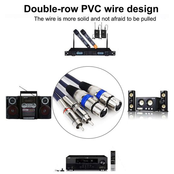 2RCA Male 2XLR Caron Female Speaker Audio Balance Cable, Length:5m