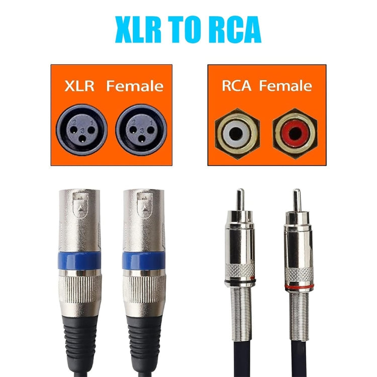 2RCA Male 2XLR Caron Female Speaker Audio Balance Cable, Length:10m