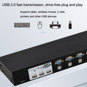 FJGEAR FJ-810UK 8 In 1 Out USB KVM Switcher With Desktop Switch, Plug Type:EU Plug(Black)