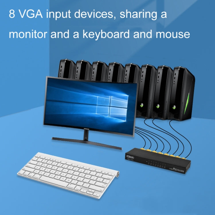 FJGEAR FJ-810UK 8 In 1 Out USB KVM Switcher With Desktop Switch, Plug Type:EU Plug(Black) - free shipping - PMC Jewellery - Order now!