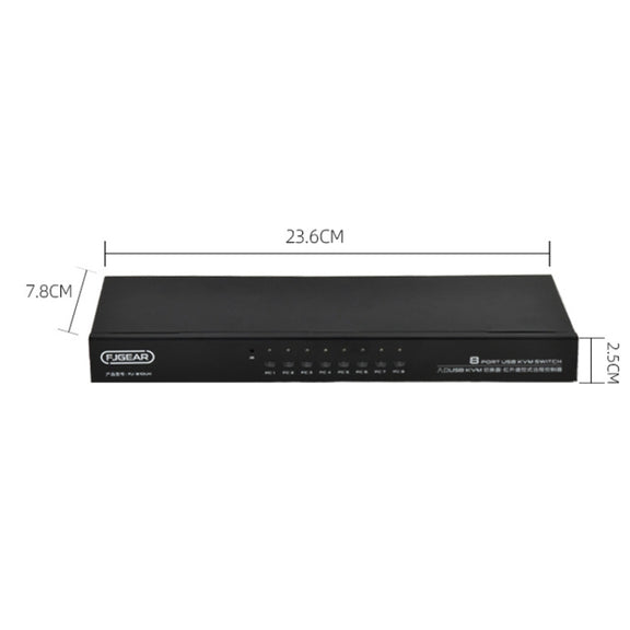 FJGEAR FJ-810UK 8 In 1 Out USB KVM Switcher With Desktop Switch, Plug Type:US Plug(Black)