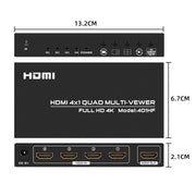 FJGEAR FJ-401HF 4 In 1 Out 4K HDMI Splitter Supports Four Screen Segmentation, Plug Type:EU Plug(Black)