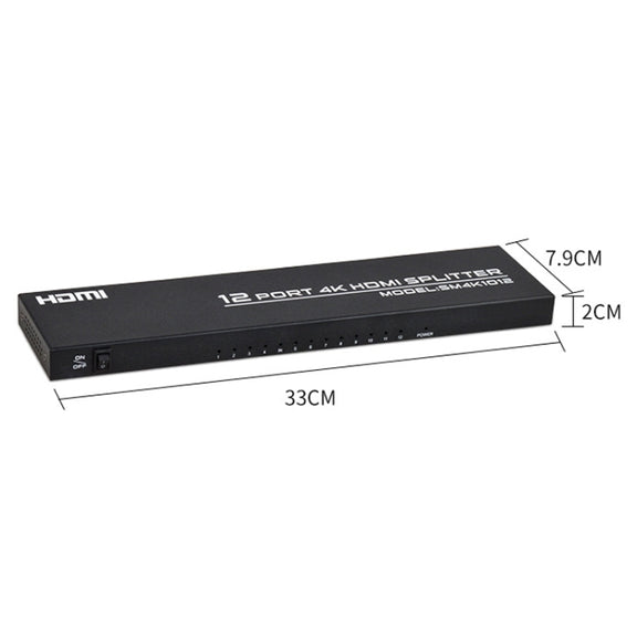 FJGEAR FJ-SM1012 1 In 12 Out 30HZ HDMI 4K HD Audio And Video Splitter, Plug Type:US Plug