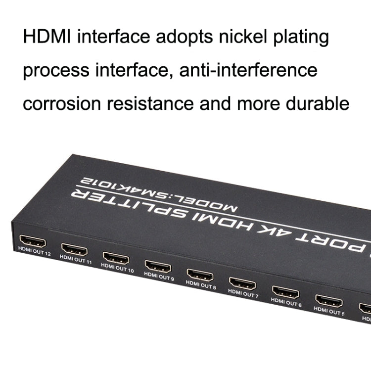 FJGEAR FJ-SM1012 1 In 12 Out 30HZ HDMI 4K HD Audio And Video Splitter, Plug Type:EU Plug
