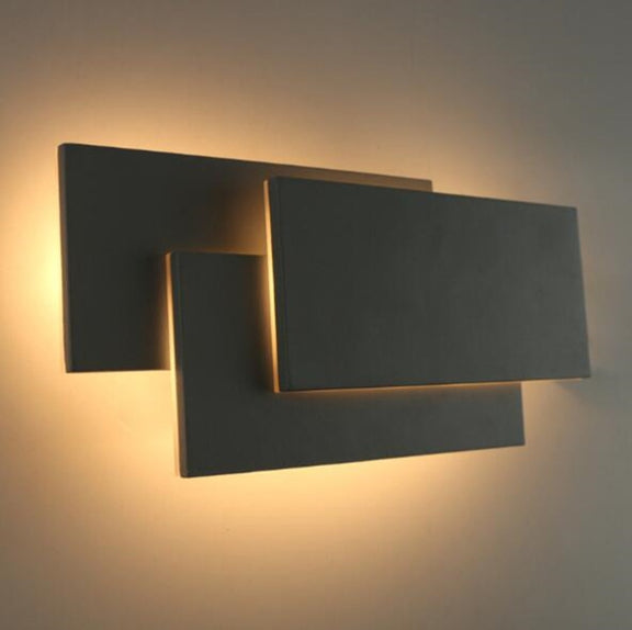 Black square 18W Creative Simple Bedroom Bedside Living Room Restaurant Hotel Study Hall Corridor Aisle Light LED Tower Stack Wall Lamp(Warm Light)