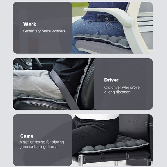 Air Cushion 3D Airbag Breathable Office Beautiful Buttocks Cushion Decompression Massage Cushion(Water Dual-Use Black Cushion)