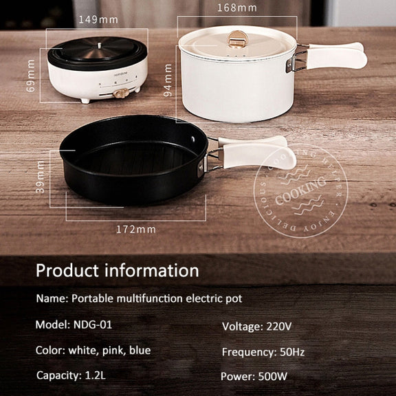 Nathome NDG01 Traveling Multi-purpose Split Folding Frying Pan Household Electric Cooker, Chinese Plug(Blue)