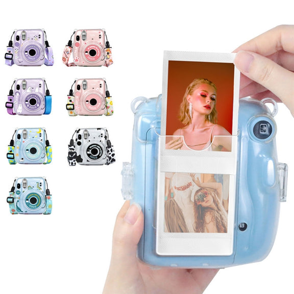 For Fujifilm Instax Mini 11  5sets Storage Case + Shoulder Strap + Sticker 3 In 1 Set(Set 7)