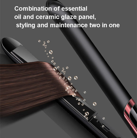 35W 2 In 1 Curling and Straightening Dual-use Electric Splin,Specification: UK Plug(Black)